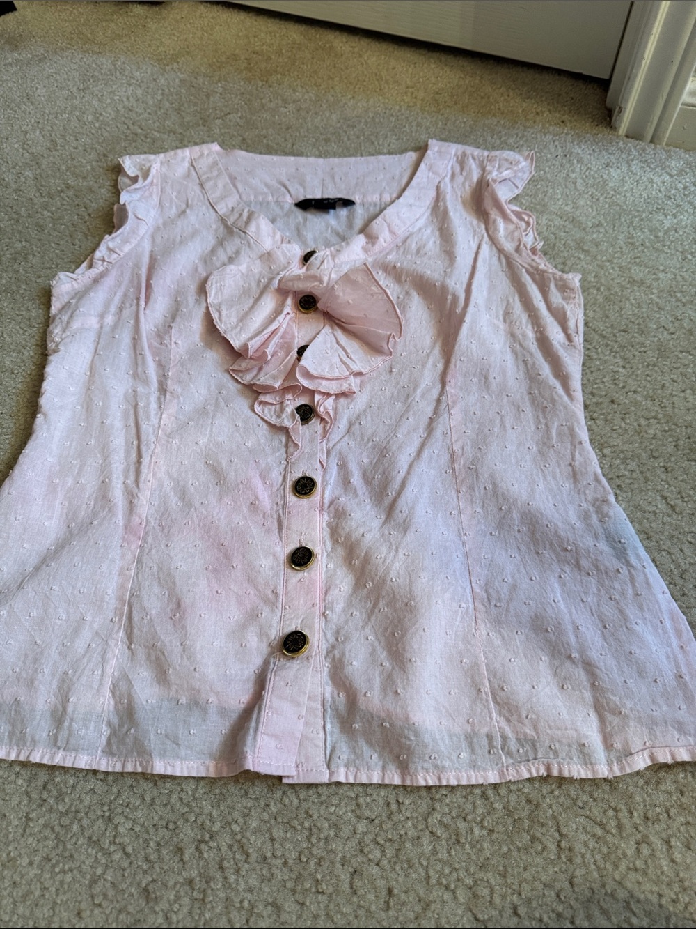 Light Pink Ruffled Button-Front Top - Size Large - Picture 5 of 10
